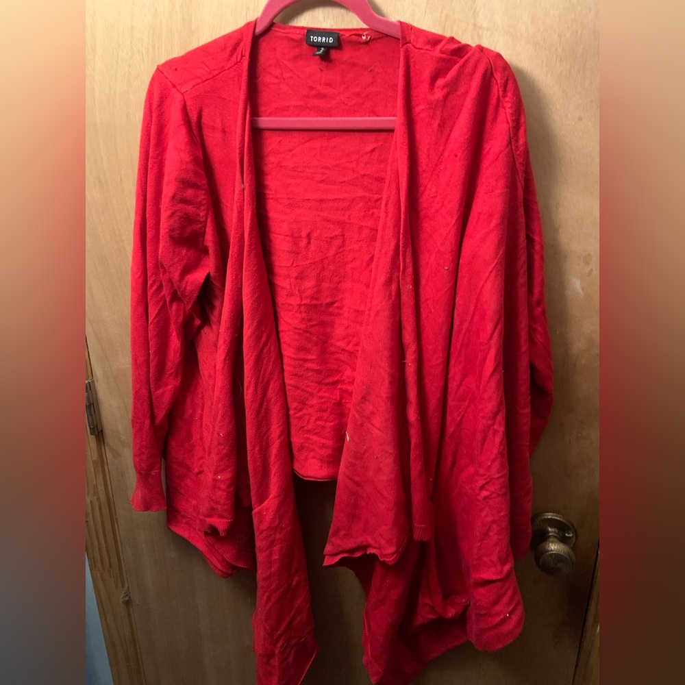 Red tapered cardigan from torrid size 3